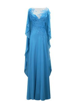 Gemy Maalouf ruffled cape dress - Blue
