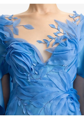 Gemy Maalouf ruffled cape dress - Blue