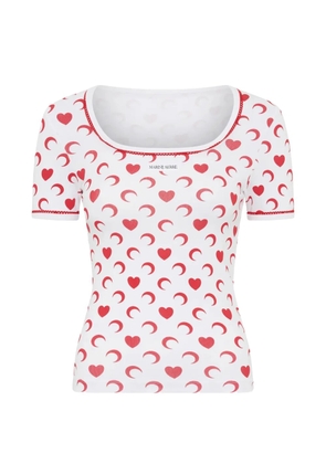 Marine Serre heart moon squareneck T-shirt - White