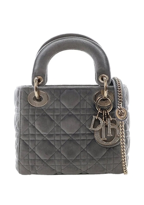 Christian Dior Pre-Owned 2019 Mini Velvet Cannage Lady Dior satchel - Grey