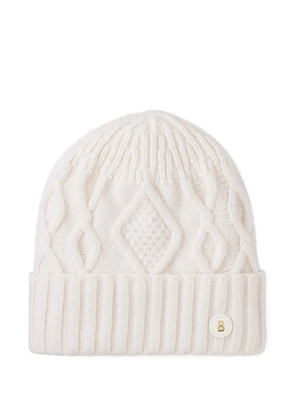 BOGNER Jamila cable-knit logo-patch beanie hat - White
