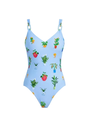 Seafolly Playa Bonita DD floral V-neck swimsuit - Blue