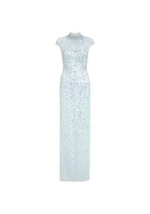 Jenny Packham TREASURE beaded high-neck maxi dress - Blue