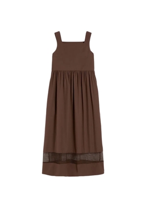 Weekend Max Mara square-neck lace-panel midi cotton dress - Brown