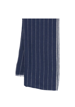 Eleventy striped-pattern fringed scarf - Blue