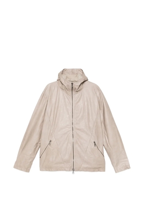 Giorgio Brato leather hooded jacket - Neutrals