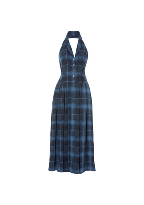 Temperley London halterneck check Plath dress - Blue