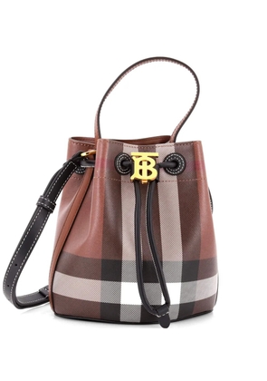 Burberry Pre-Owned TB Drawstring Check E-Canvas Mini bucket bag - Brown