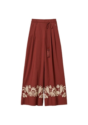 TWINSET floral-embroidered palazzo pants