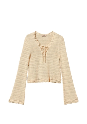 TWINSET V-neck knitted blouse - Neutrals
