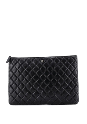CHANEL Pre-Owned O Case Quilted Perforated Lambskin Large clutch bag - Black