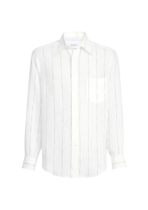 Brunello Cucinelli stripe-pattern chest-pocket linen shirt - White