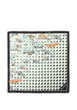 Prada printed silk twill scarf 55x55 - Green