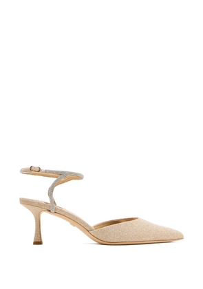 Badgley Mischka Autumn crystal-embellished ankle-strap pumps - Gold