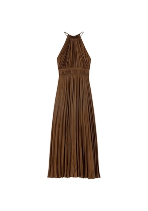 Maje pleated halterneck midi dress - Brown