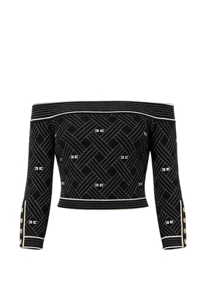 Elisabetta Franchi off-the-shoulder buttoned top - Black