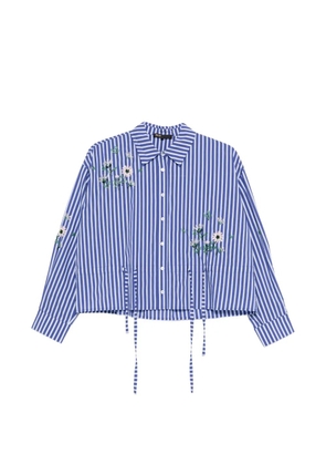 Maje floral-embroidered striped shirt - Blue