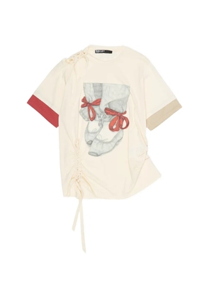 Bimba y Lola graphic-print ruched T-shirt - Neutrals