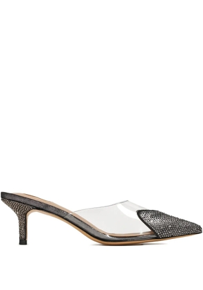 NICOLI 65mm crystal-embellished pointed-toe mules - Grey