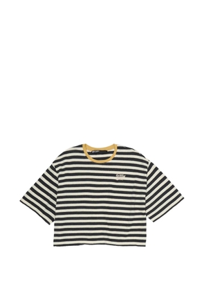 Bimba y Lola logo-embroidered striped T-shirt - Black