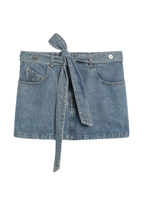 The Attico belted denim mini skirt - Blue