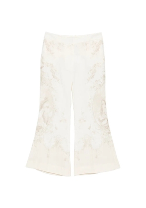 ZIMMERMANN cropped floral-print flared trousers - Neutrals