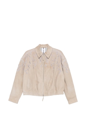 Sword embellished bomber jacket - Neutrals
