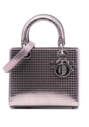 Christian Dior Pre-Owned 2016 Medium Metallic Patent Microcannage Lady Dior satchel - Pink