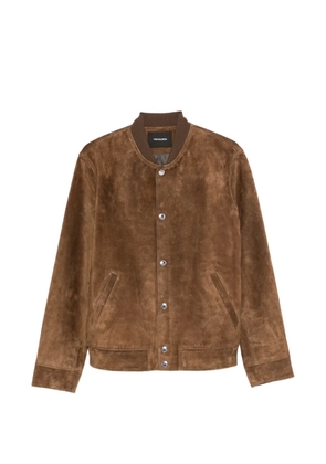 Yves Salomon button-up calf-suede jacket - Brown