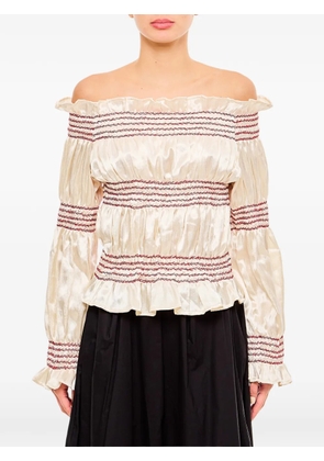 TIGRA TIGRA ruffled smocked top - Neutrals