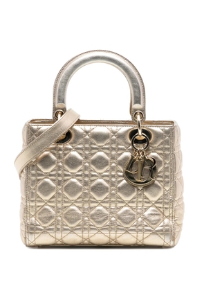 Christian Dior Pre-Owned 2018 Medium Metallic Lambskin Cannage Lady Dior satchel - Gold