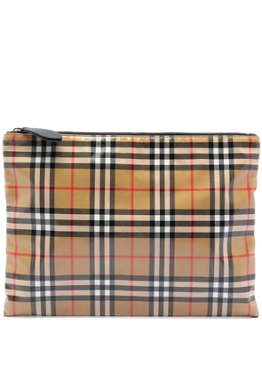 Burberry Pre-Owned 2000-2017 House Check Coated Canvas clutch bag - Brown