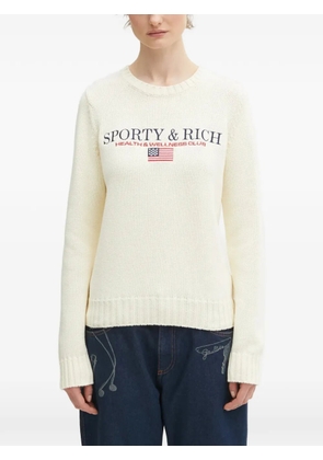 Sporty & Rich crew-neck embroidered sweater - White