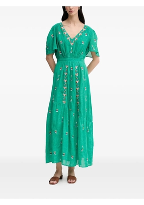 La Petite Française Rachele embroidered V-neck maxi dress - Green
