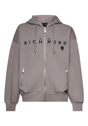 John Richmond logo-print zip-up hoodie - Grey