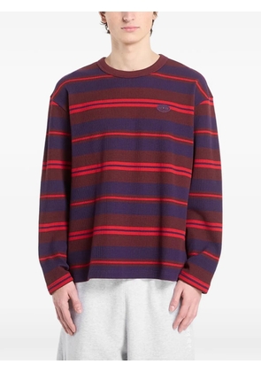 adidas long-sleeve stripe waffle sweatshirt - Red
