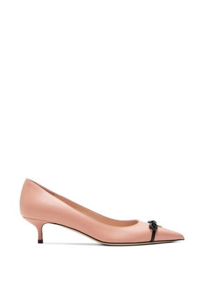 Valentino Garavani pointy bow leather pumps - Neutrals