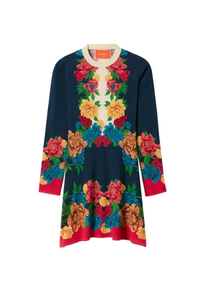 La DoubleJ floral-print placed dress - Blue