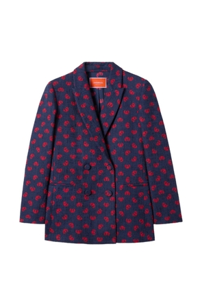 La DoubleJ floral-print double-breasted blazer - Blue