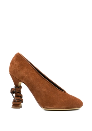 Moschino laced leather pumps - Brown
