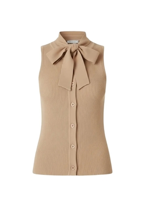 PINKO neck-tie ribbed tank top - Neutrals