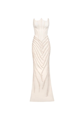 Gaby Charbachy embellished strapless gown - White