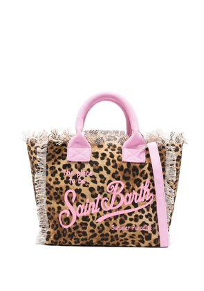 MC2 Saint Barth leopard-print fringe trim bag - Neutrals
