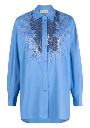 ERMANNO FIRENZE sequin-embellished floral-lace shirt - Blue