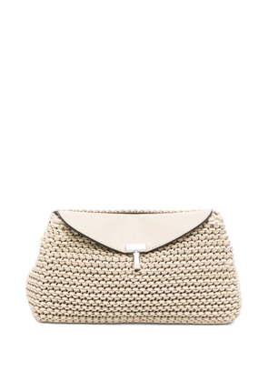 TOTEME mini T-lock woven leather clutch bag - Neutrals