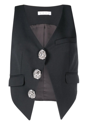 AREA crystal-embellished V-neck top - Black