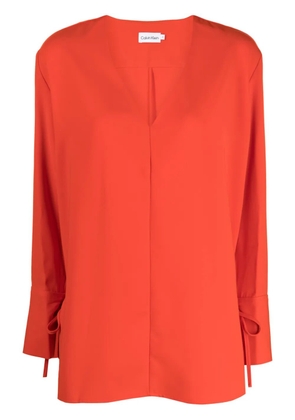 Calvin Klein V-neck tied-cuff blouse - Orange