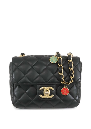 CHANEL Pre-Owned 2021-2026 Mini Square Classic Lambskin Casino Royale Charms Single Flap crossbody bag - Black