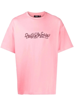 FIVE CM embroidered-slogan short-sleeve T-shirt - Pink