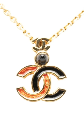 CHANEL Pre-Owned 1950-1970 Gold Plated Enamel CC Pendant Necklace costume necklace